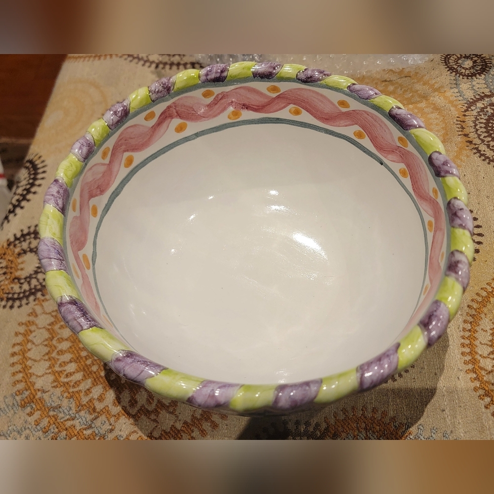 Mackenzie-Childs Piccadilly Ceramic Mixing Bowl With Courtly Check